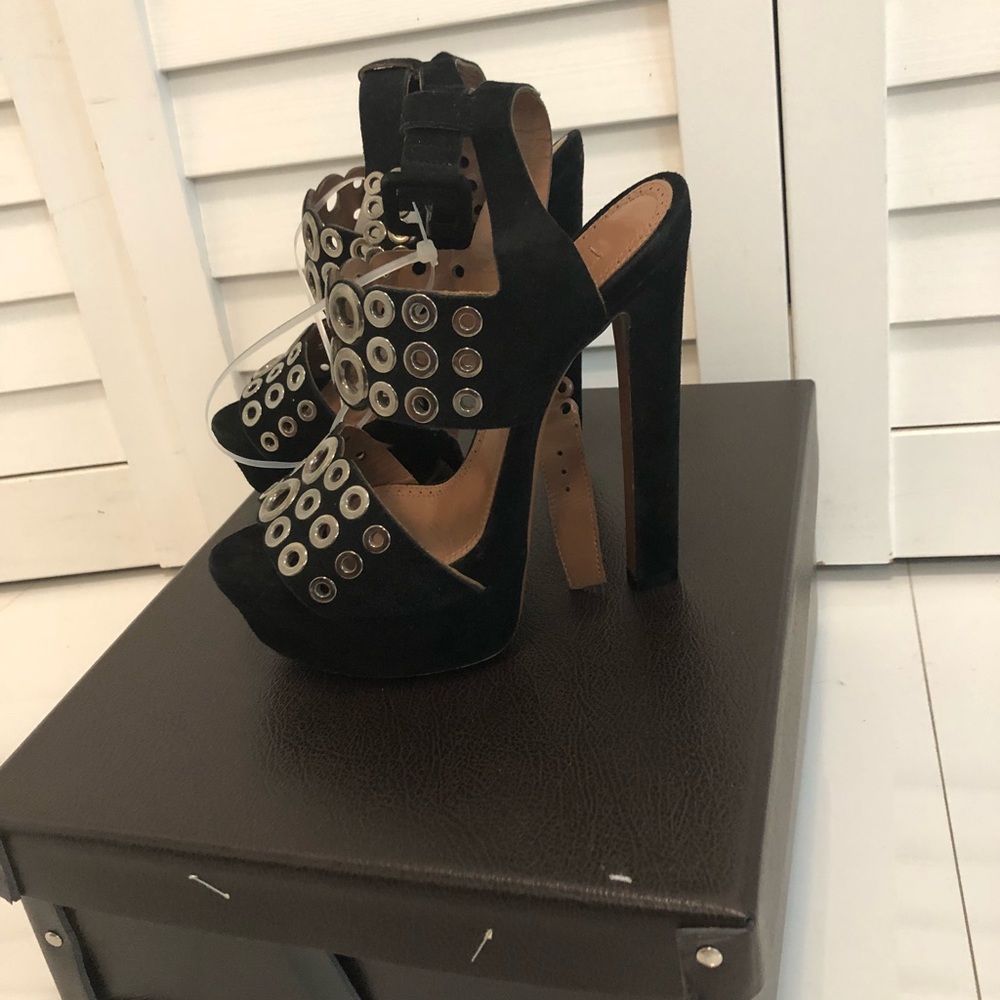 new shoes Alaïa black suede platform sandal heels